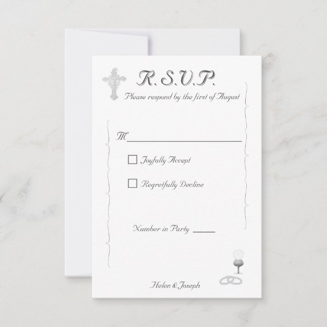 Nuptial Grace Catholic Wedding Response Card OSA Kort (Framsida)