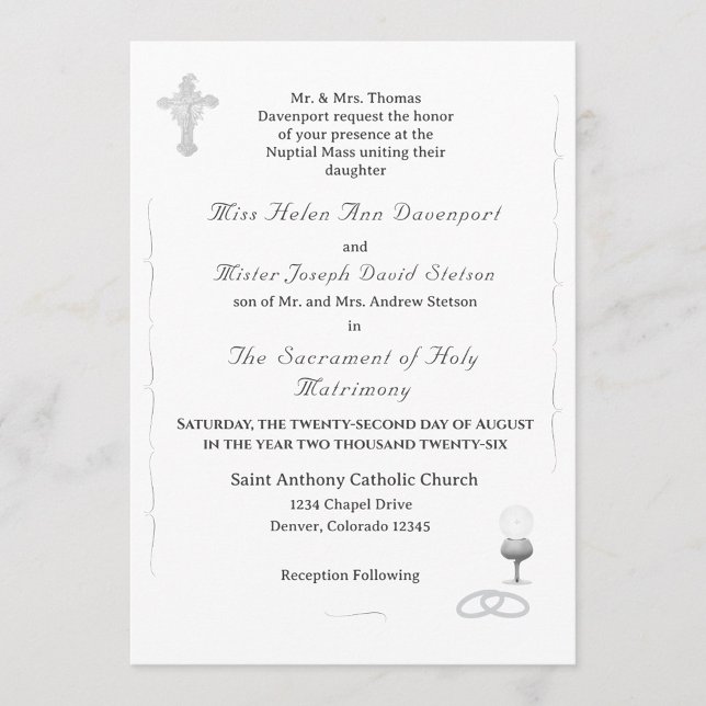 Nuptial Grace Katolsk Bröllopsinbjudan Inbjudningar (Skapare uppladdad)