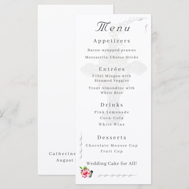 Nuptial Ro Bröllop Meny (Fram/baksida)