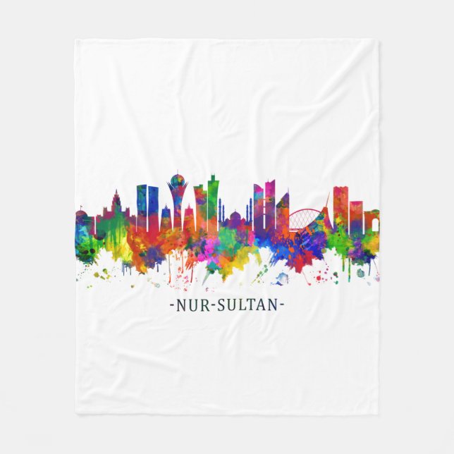 Nur-Sultan Kazakstans Skyline Fleecefilt (Framsidan)