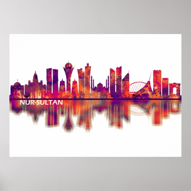 Nur-Sultan Kazakstans Skyline Poster (Framsidan)