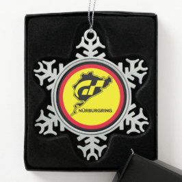 Nurburgring German Flagga Tyskland Gran Turismo GT Snöflinga Pewter Julgransprydnad