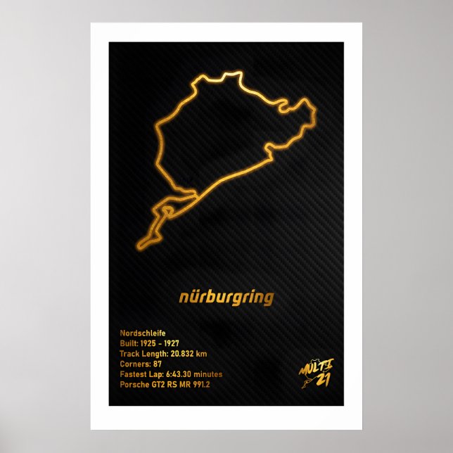 Nurburgring Gold Bana Karttryck - Formel 1 Poster (Framsidan)