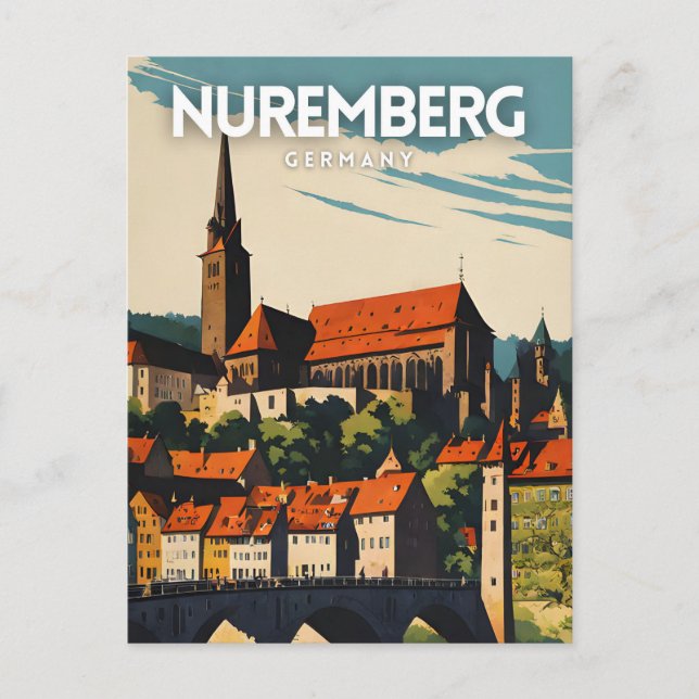 Nuremberg Travel Poster Vykort (Framsida)