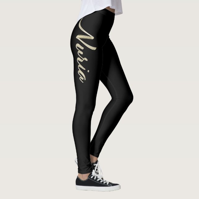 Nuria white gold Handwriting Hose Leggings (Höger)