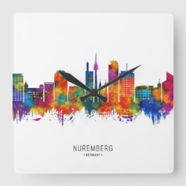 Nürmberg Tyskland Skyline Fyrkantig Klocka