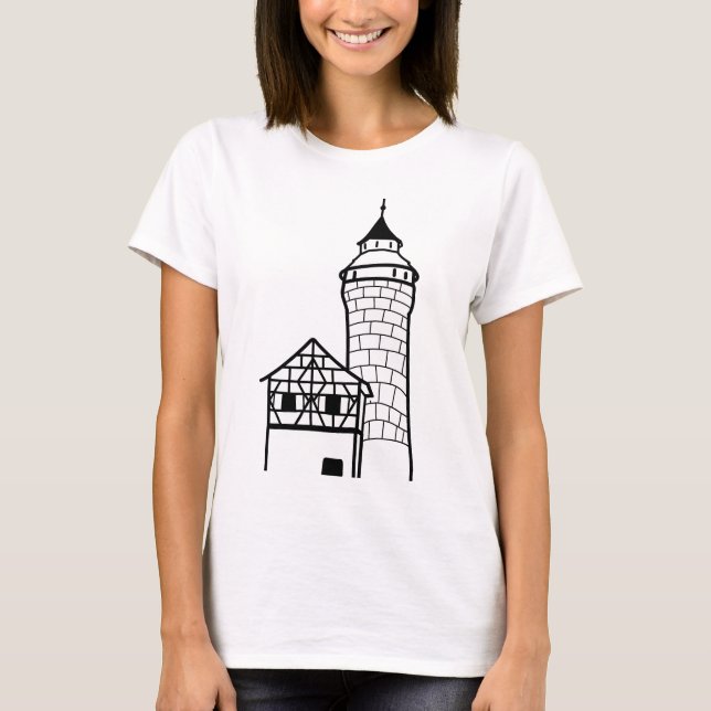 Nürnberg Castle, Tyskland" | Minimalistisk konst T Shirt (Framsida)