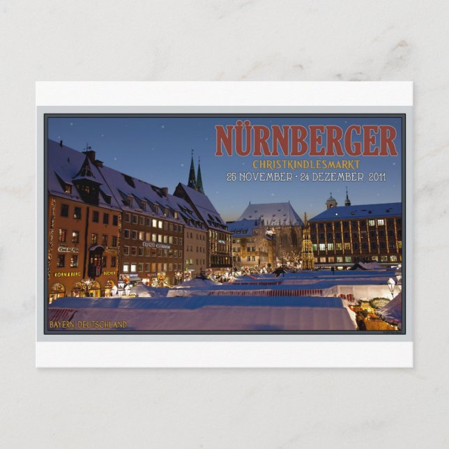 Nürnberg Christkindlesmarkt i Night Vykort (Framsida)