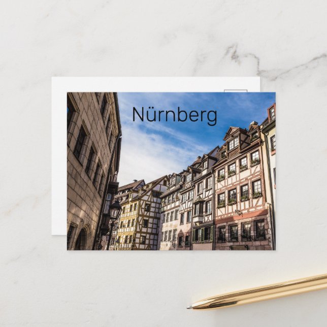 Nürnberg Cityscape Bavaria Tyskland Souvenir Helg Vykort (Fram/Back In Situ)