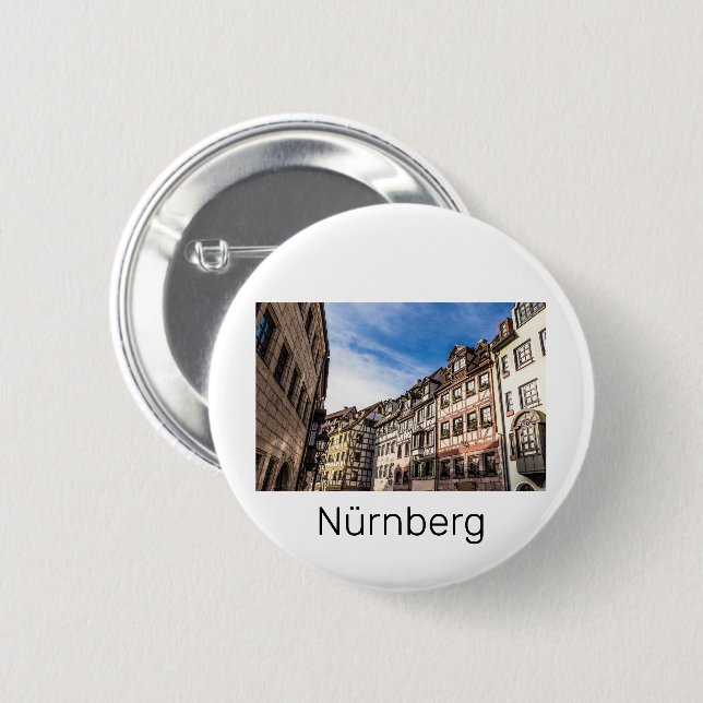Nürnberg Cityscape Bavaria Tyskland Souvenir Knapp (Framsida & baksida)