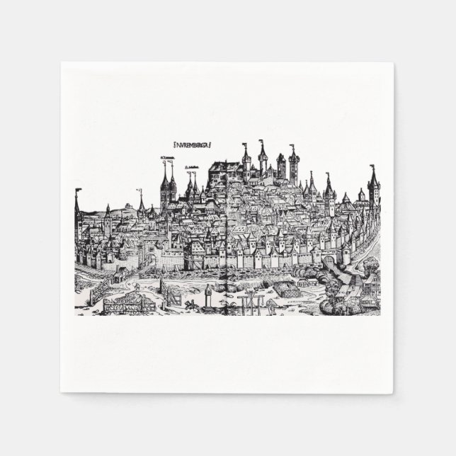 Nürnberg medeltida stad i Tyskland Pappersservett (Framsidan)