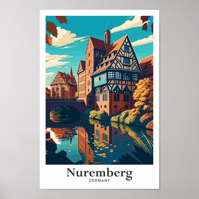 Nürnberg Tyskland Art Travel Potrait Illustration Poster (Framsidan)
