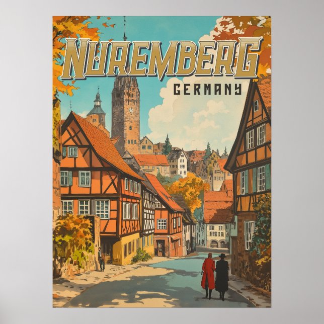 Nürnberg Tyskland - Classic Bavarian Poster (Framsidan)