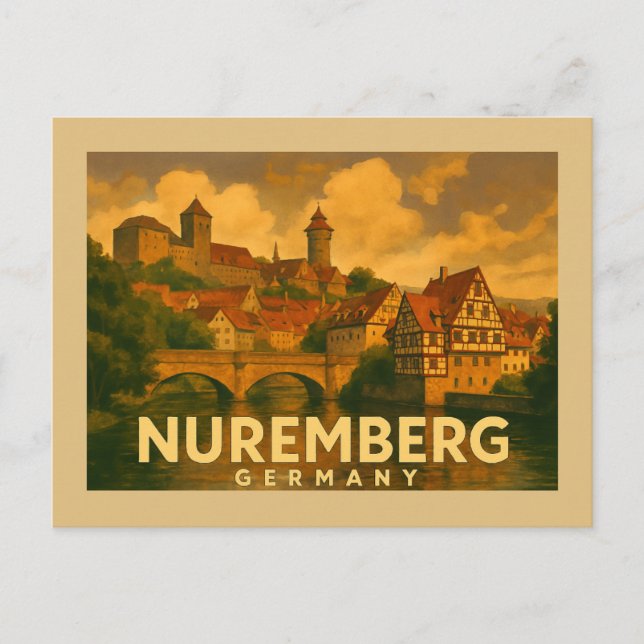 Nürnberg Tyskland Stad Konst Vykort (Framsida)
