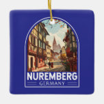 Nürnberg Tyskland Travel Art Vintage Julgransprydnad Keramik<br><div class="desc">Utformning av Nurembergs retro-vektorrörelse. Imponerande,  spännande,  färgstark,  mäktig och tragisk: Nürnberg har återspeglat den tyska historien sedan Mitten.</div>