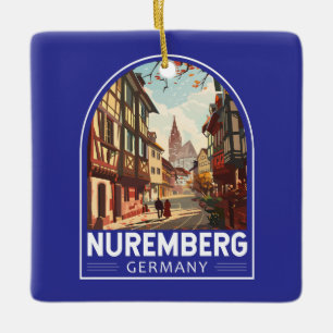 Nürnberg Tyskland Travel Art Vintage Julgransprydnad Keramik