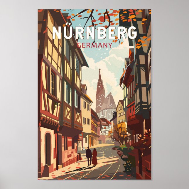 Nürnberg Tyskland Travel Art Vintage Poster (Framsidan)
