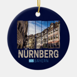 Nürnberg Vintage Bayern Tyskland Souvenir Julgransprydnad Keramik