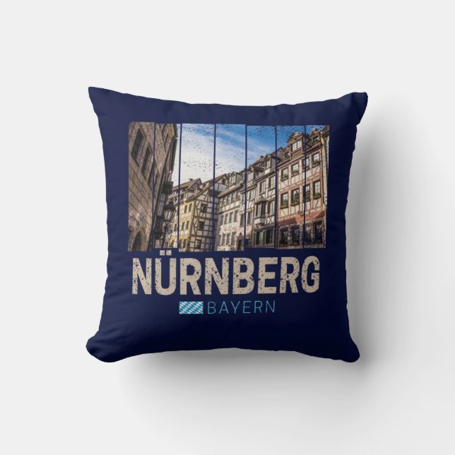 Nürnberg Vintage Bayern Tyskland Souvenir Kudde (Framsida)