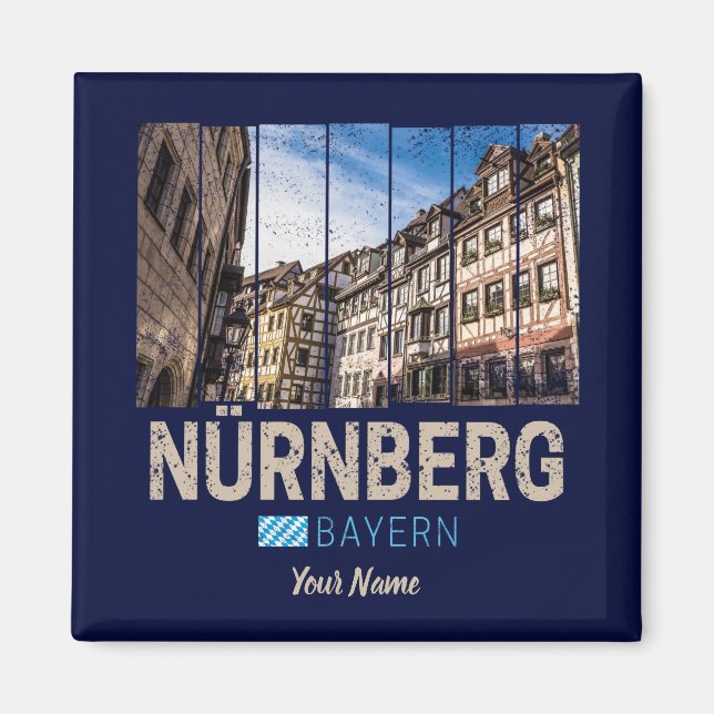 Nürnberg Vintage Bayern Tyskland Souvenir Magnet (Framsidan)