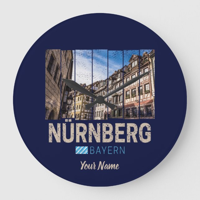 Nürnberg Vintage Bayern Tyskland Souvenir Stor Klocka (Framsida)