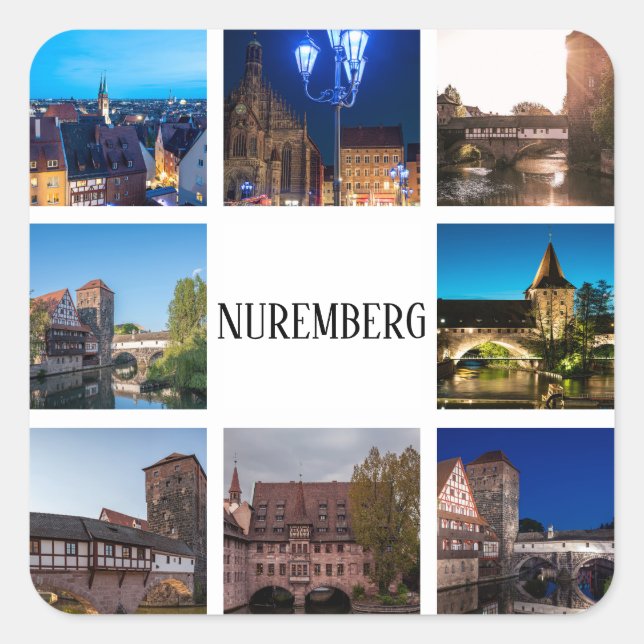 Nürnbergslandskap Fyrkantigt Klistermärke (Framsida)