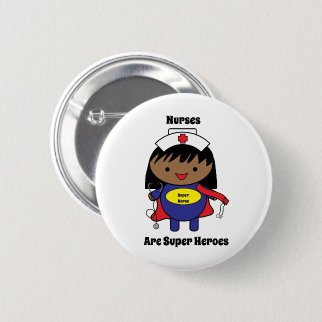 Nurse African American Toppen Hero Personalize Knapp (Framsida & baksida)