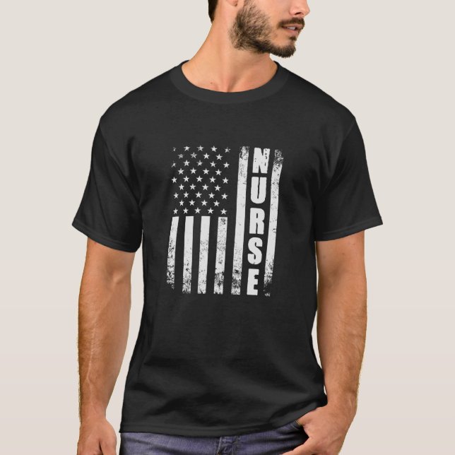 Nurse American Flagga Patriotic USA Stethoscope Jo T Shirt (Framsida)