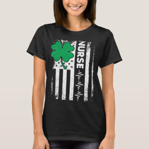Nurse American Flagga Shamrock St patricks day Nur T Shirt