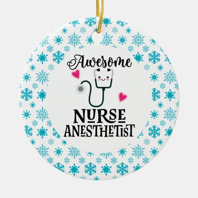 Nurse Anesthetist Gift Julgransprydnad Keramik (Framsidan)