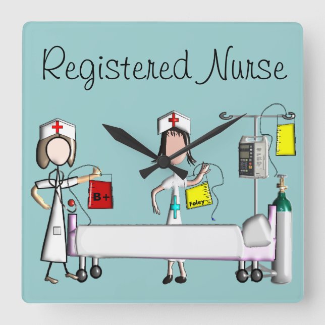 Nurse Art Clock "Sjukhusrummet" Fyrkantig Klocka (Framsida)