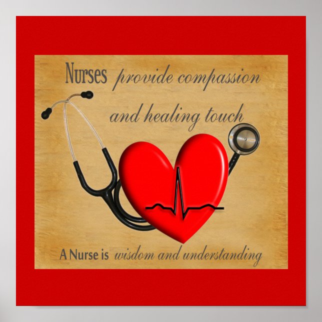 NURSE Art Poster "Compassion Healing Wisdom" (Framsidan)