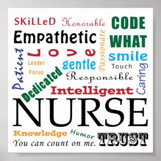 NURSE ART PRINTS Ord Beskriver sjuksköterskegrafik Poster