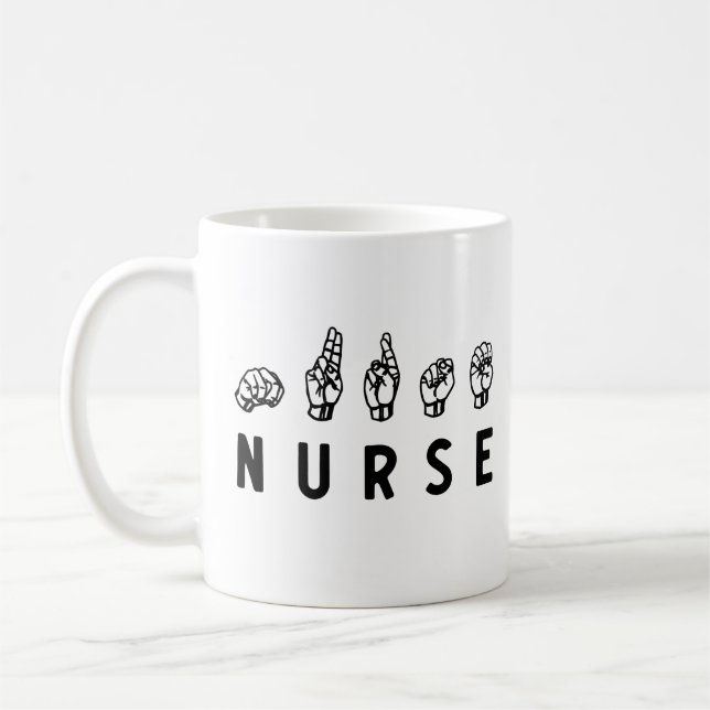 Nurse ASL-handskyltspråk Nursing Grad RN-gåvor Kaffemugg (Vänster)