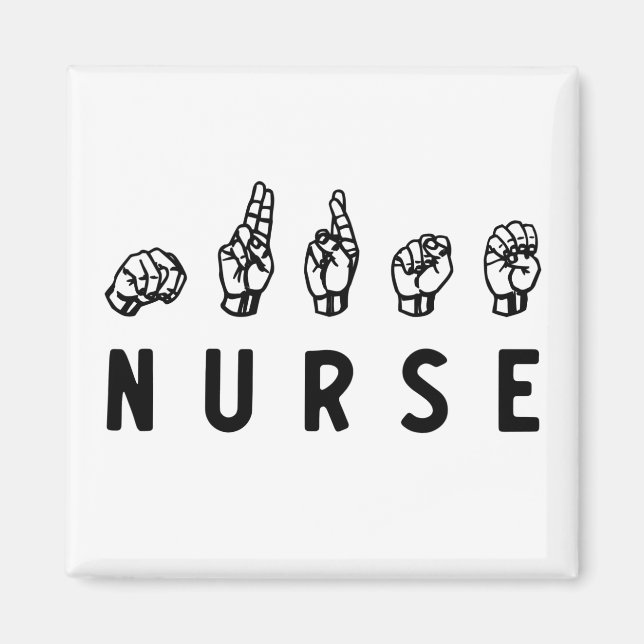 Nurse ASL-handskyltspråk Nursing Grad RN-gåvor Magnet (Framsidan)