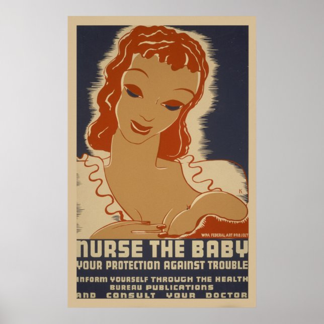 Nurse Baby WPA Vintage affisch (Framsidan)