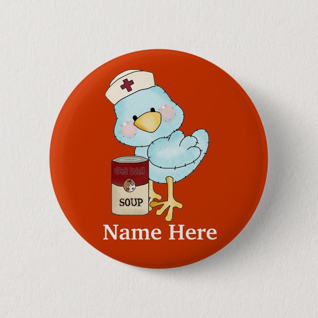 Nurse Birdie Button Knapp (Framsida)