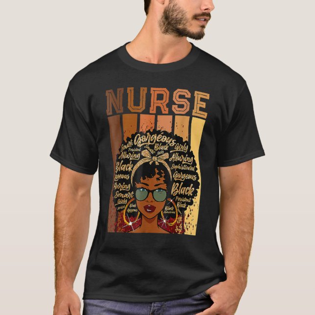 Nurse Black History Queen Melanin Afro African Pri T Shirt (Framsida)