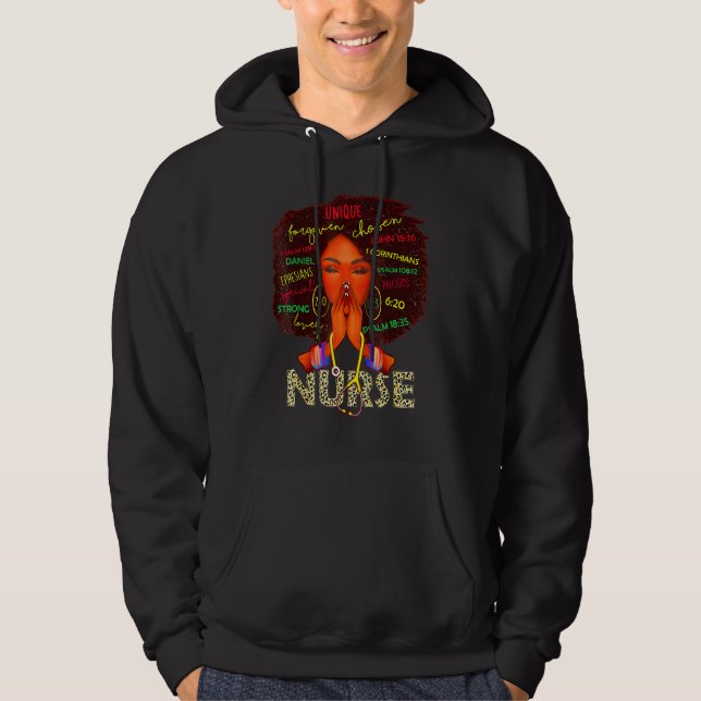 Nurse Black Woman Magic Afro Melanin Queen Black H Hoodie (Framsida)