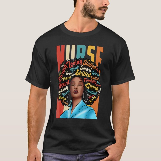 Nurse Black Woman Magic Afro Melanin Queen Black H T Shirt (Framsida)