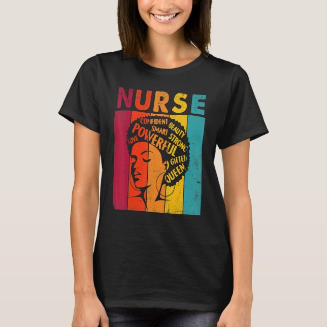 Nurse Black Woman Magic Afro Melanin Queen Black H T Shirt (Framsida)
