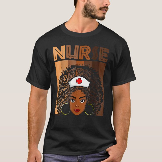 Nurse Black Women Black History Month Afro African T Shirt (Framsida)