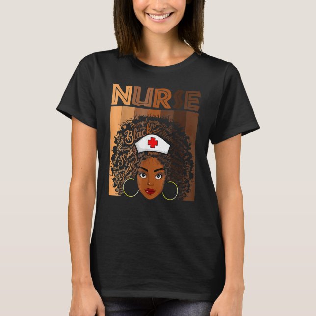 Nurse Black Women Black History Month Afro African T Shirt (Framsida)