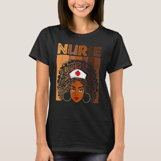 Nurse Black Women Black History Month Afro African T Shirt (Framsida)