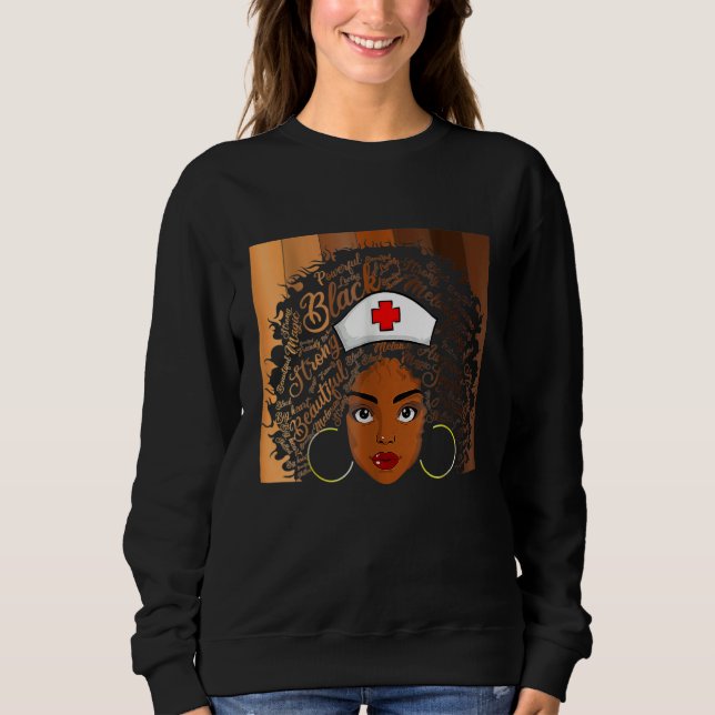 Nurse Black Women Black History Month Afro African T Shirt (Framsida)