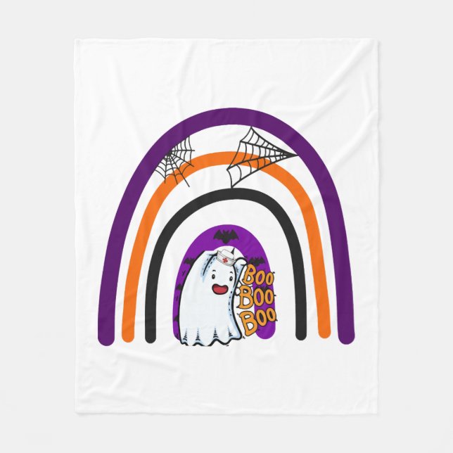 Nurse Boo Crew Funny Nurses Halloween Matching Fleecefilt (Framsidan)