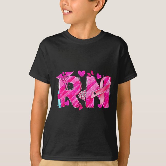 Nurse Breast Cancer Awareness Nk Ribbon Nursing Rn T Shirt (Framsida)