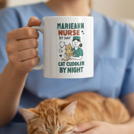 Nurse by Day Cat Cuddler by Night – Cute Pet Lovin Kaffemugg