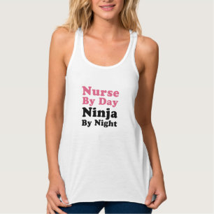 Nurse by Day, Ninja by night Linne Med Racerback