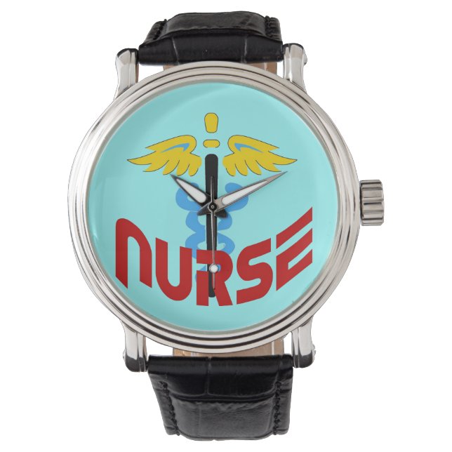 Nurse Caduceus (Anpassningsbar Färg Change Backgro Armbandsur (Framsida)